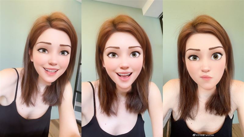 許瑋甯曬出卡通三連拍。(圖/翻攝自微博)